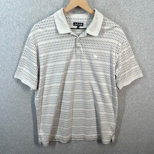 Bad Birdie Mens Golf Polo Shirt Large Pima Cotton Blend Dash Pattern Grey 7383